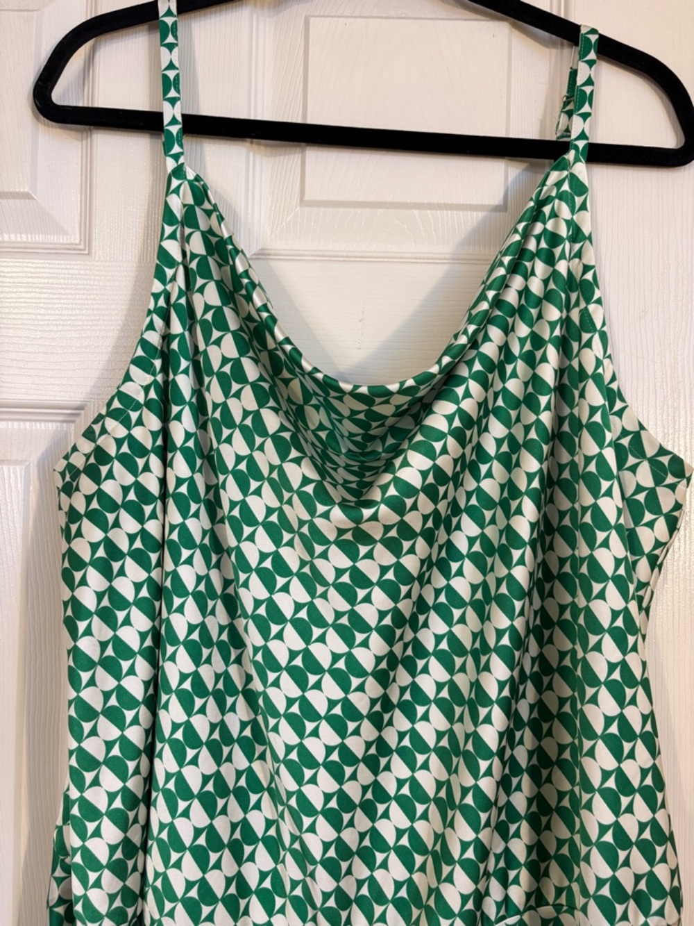 Plus Size Green & White Satin Maxi Dress - Picture 3 of 4